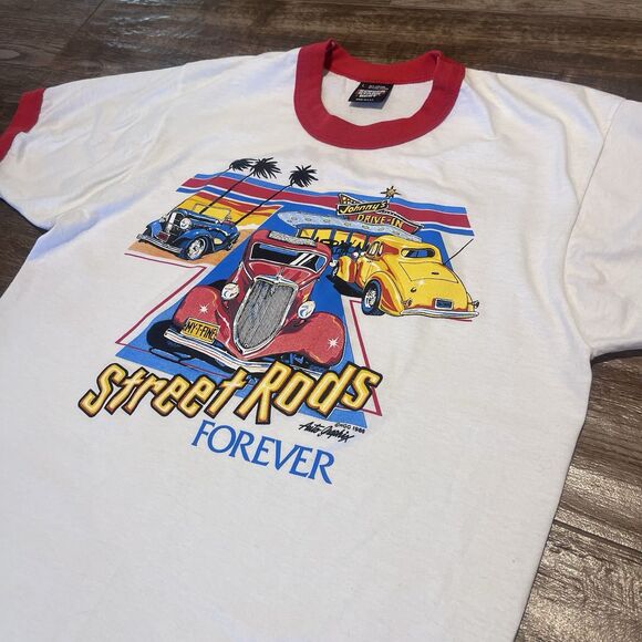 Screen Stars Other - Vintage Street Rods Shirt Large White Colorful Single Stitch 1986 USA